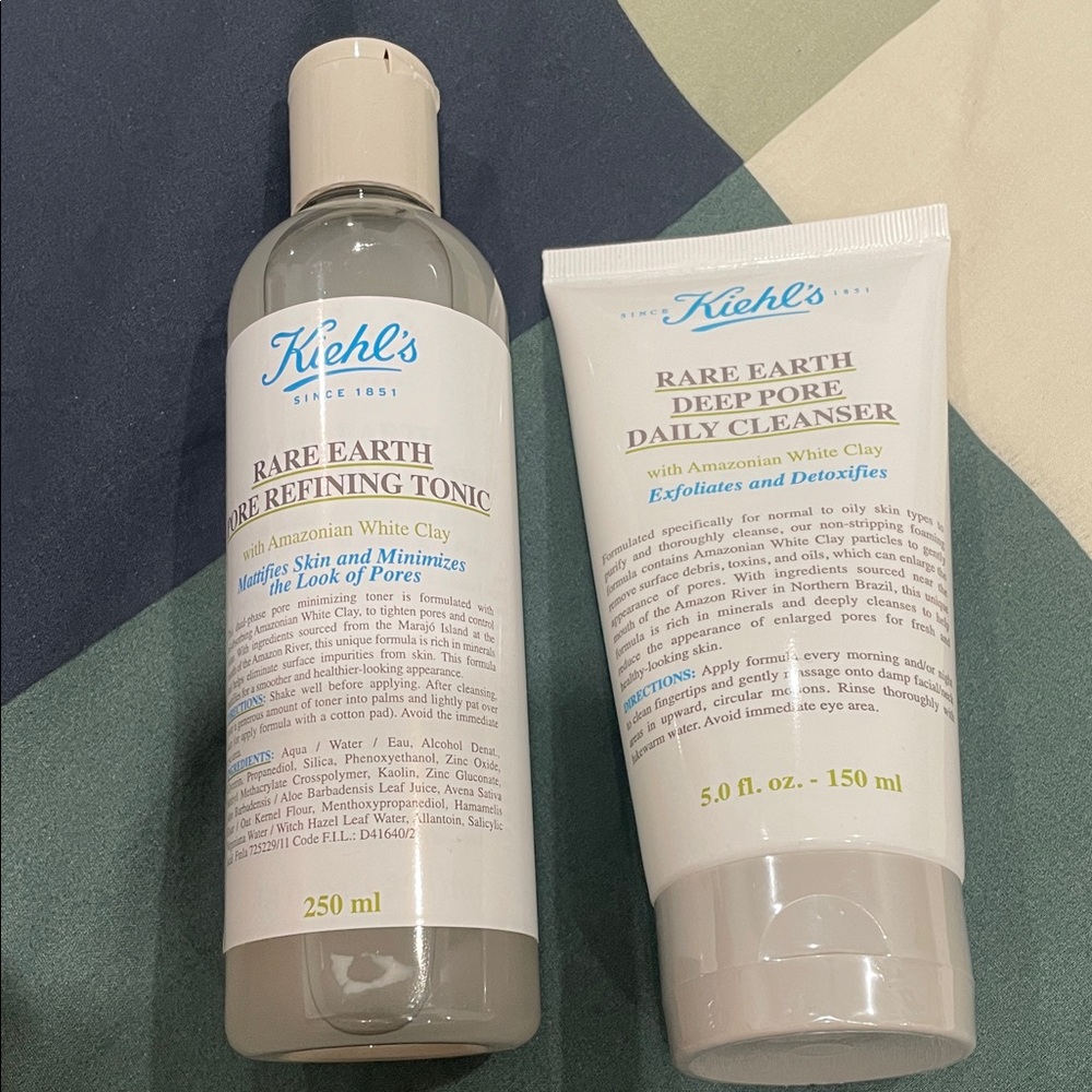 Kiehl's Rare Earth Tonic and Cleanser Set - Blue and White